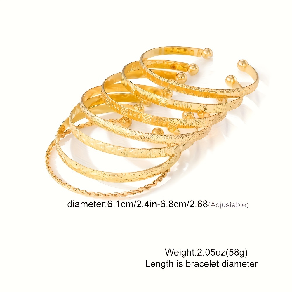 7pcs Twisted & Star Patterned Cuff Bracelets for Women